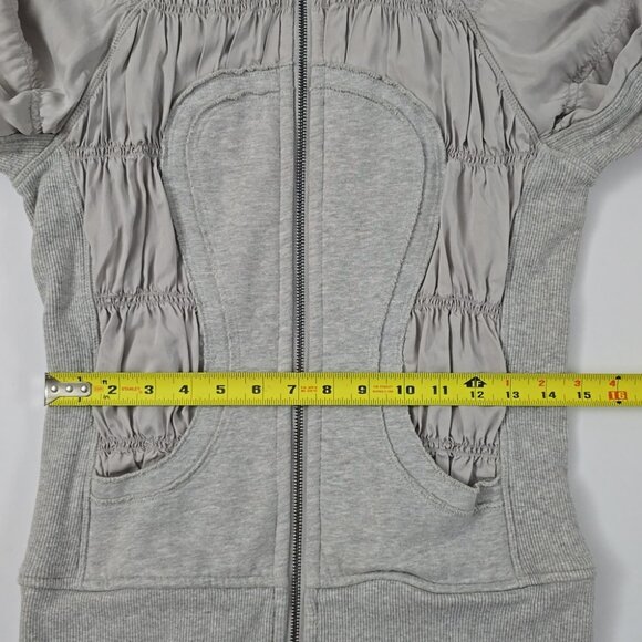 Lululemon Special Edition Rare Grey Tencel Ruching Scuba Hoodie Thumbholes Sz 4 - Picture 6 of 14